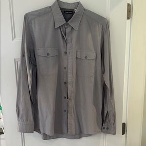 Uniqlo Premium Cotton Gray Striped Shirt